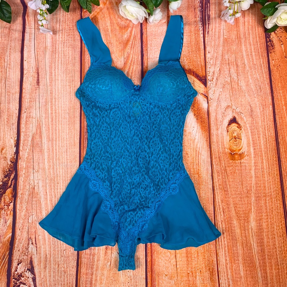 Sexy Blue Lace Bodysuit Lingerie Seductivewear1608